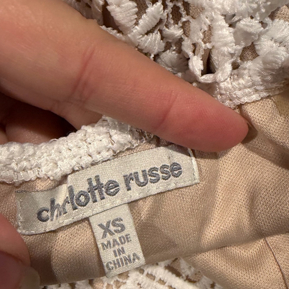 Charlotte Russe Strapless Lace Crochet Bodycon Mini Dress Size XS - Picture 4 of 6